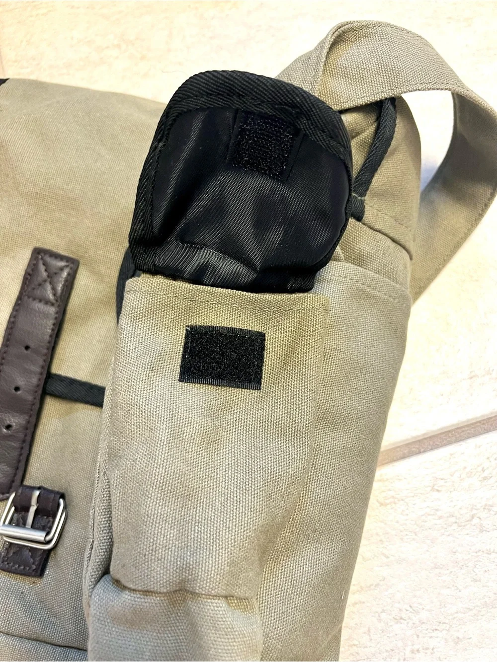 Vintage Sierra Club Khaki Canvas Messenger Shoulder Bag Leather Buckle Utility